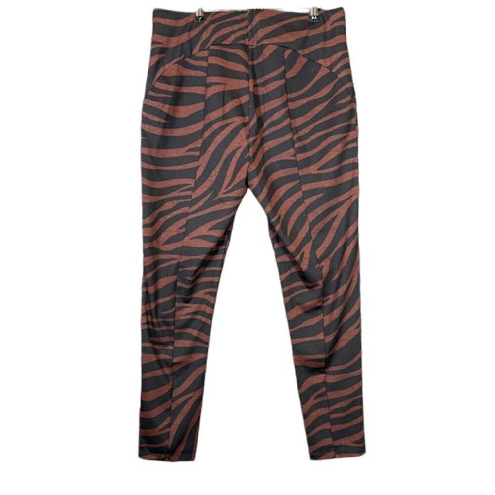 Ann Taylor High Rise Legging Zebra / Tiger Print Rust‎ Brown Black Size 10 - Picture 4 of 13